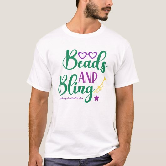 Perlen und Bling Mardi Gras Party T-Shirt (Vorderseite)