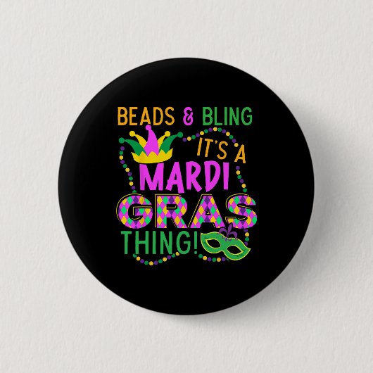 Perlen und Bling seiner a Mardi Gras Thing Nola Fe Button (Vorderseite)