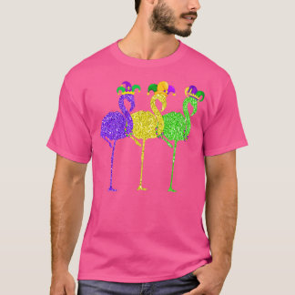 Perlen und Blings Vintage Flamingo Mardi Gras  T-Shirt