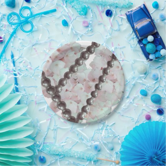 Perlen und Blume Papier Teller (Party)