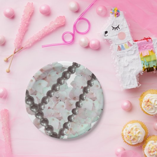 Perlen und Blume Papier Teller (Party)