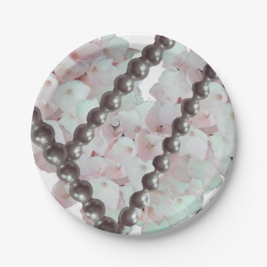 Perlen und Blume Papier Teller (Vorderseite)