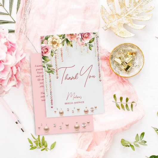 Perlen und Brautparty der Prosecco elegant Dankeskarte