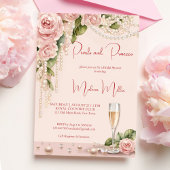 Perlen und Brautparty der Prosecco elegant rosa Einladung