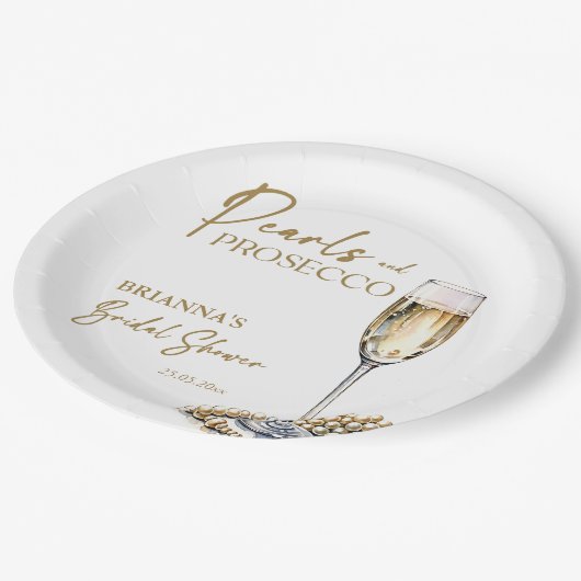 Perlen und Brautparty der Prosecco Pappteller (Schrägansicht)