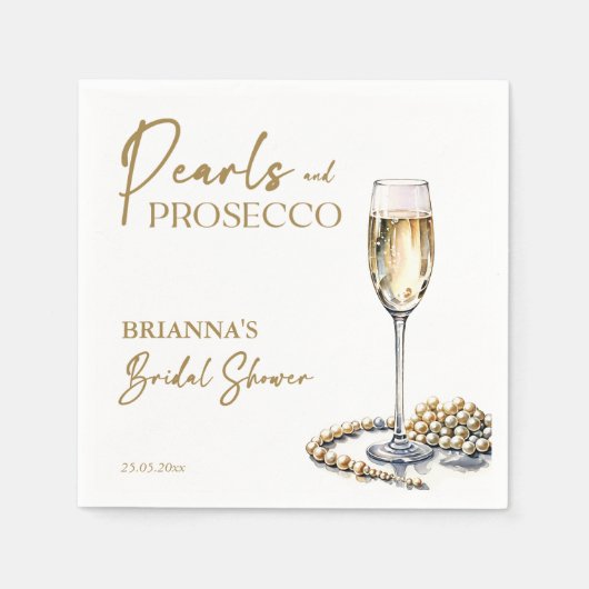 Perlen und Brautparty der Prosecco Serviette (Vorderseite)