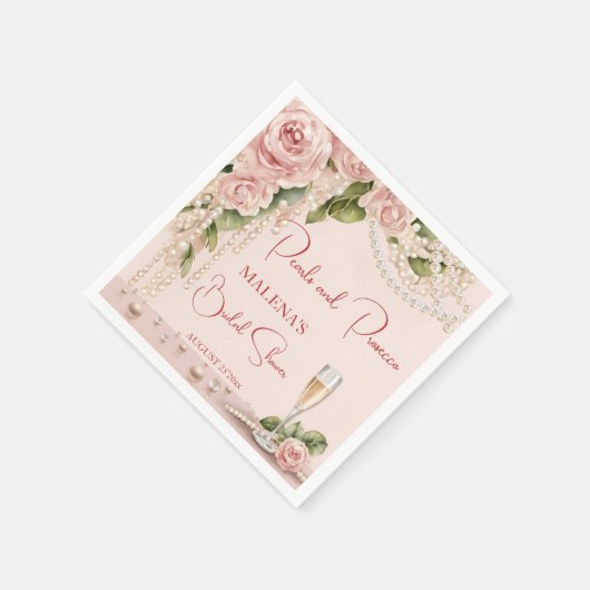 Perlen und Brautparty der Prosecco Serviette (Ecke)