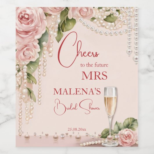 Perlen und Brautparty der Staatsanwaltschaft Weinetikett (Einzelnes Label)