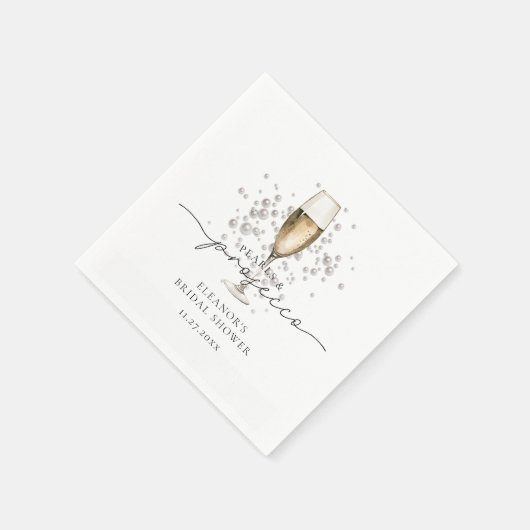 Perlen und Brautparty Prosecco Serviette (Ecke)