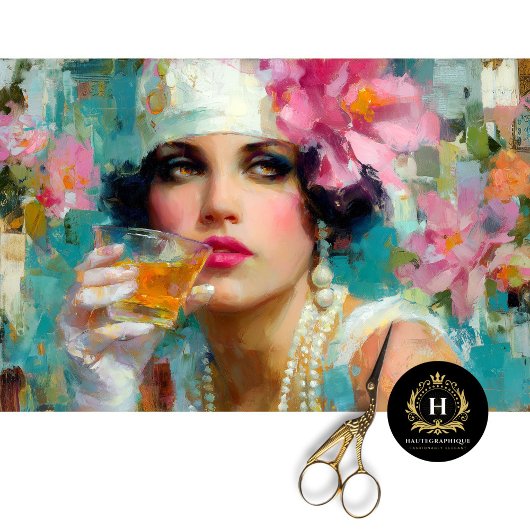 Perlen und Cocktails Vintag Glam Decoupage Seidenpapier