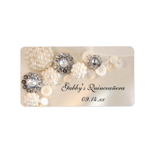 Perlen-und Diamant-Knöpfe Quinceañera Adressaufkleber