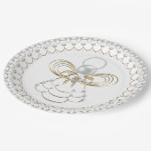 Perlen und Gold - metallischer Weihnachtsengel der Pappteller (Schrägansicht)