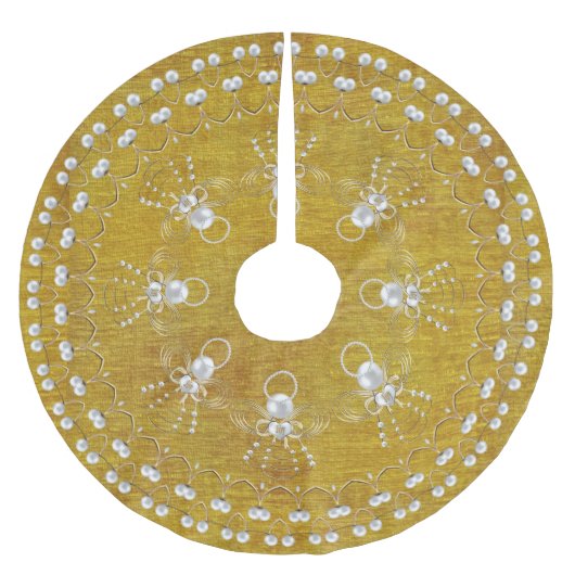 Perlen und Gold - metallischer Weihnachtsengel der Polyester Weihnachtsbaumdecke (Vorderseite)