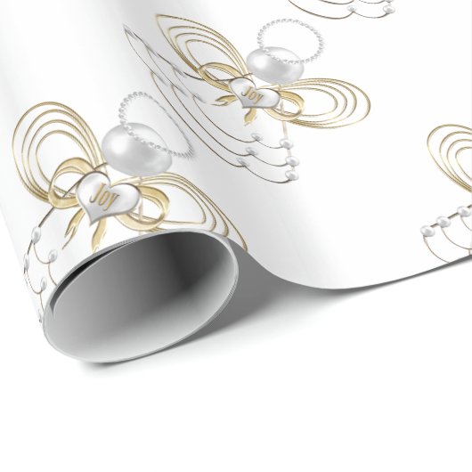 Perlen und Gold - Metallischer Weihnachtsgel der F Geschenkpapier (Rolleneckpunkt)