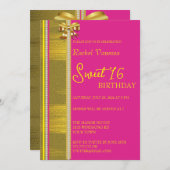 Perlen und Goldsüße 16 Einladung (Vorne/Hinten)