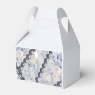Perlen und hellblaue Hortensien Geschenkbox Geschenkschachtel