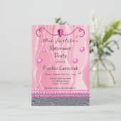 Perlen und hellrosa Silk Rentiment Party Einladung (Stehend Vorderseite)