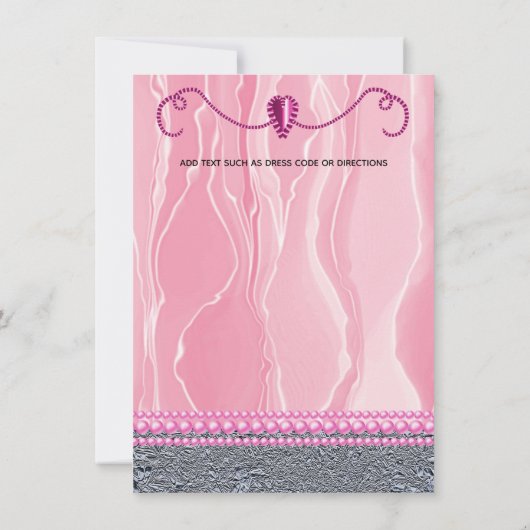 Perlen und hellrosa Silk Rentiment Party Einladung (Rückseite)