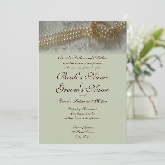 Perlen und Hochzeitsfeiern (formell) Einladung (Stehend Vorderseite)