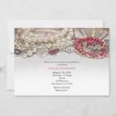 Perlen und Juwelen der Roten Valentine Liebe Braut Einladung (Vorderseite)