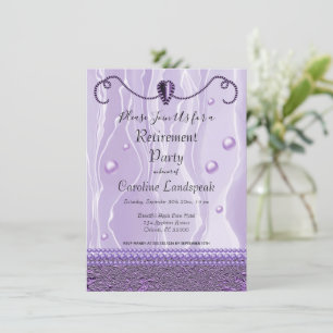 Perlen und Lila Party zum Ruhestand von Seide Einladung