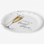 Perlen und Minimalistisches Brautparty Prosecco Pappteller (Schrägansicht)