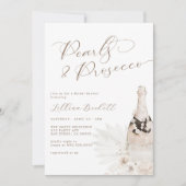 Perlen und neutrales Prosecco-Script-Brautparty Einladung (Vorderseite)