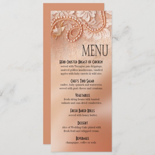 Perlen und perfekter Pfirsich des Menükarte (Vorne/Hinten)