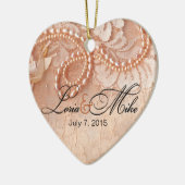 Perlen und perfekter Pfirsich des Spitze-Fotos | Keramik Ornament (Links)