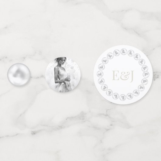 Perlen und Personalisiertes Brautparty Prosecco Konfetti (Rückseiten)