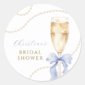 Perlen und Prosecco Blue Brautparty Stickers (Vorderseite)