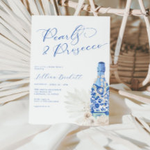 Perlen und Prosecco Blue Script Brautparty