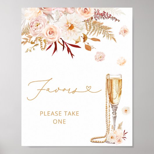 Perlen und Prosecco-Blumengürtel Poster (Vorne)