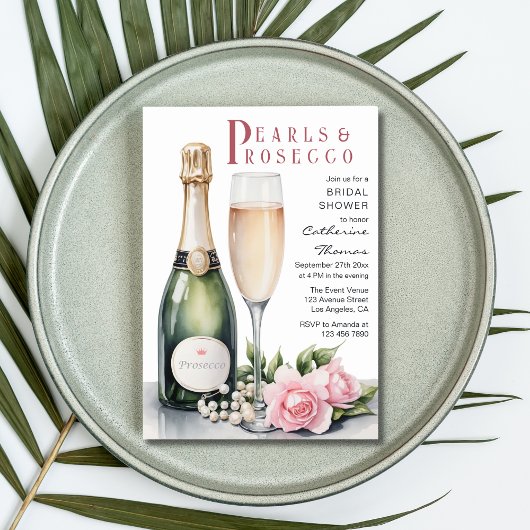 Perlen und Prosecco Blumenkohl Elegantes Brautpart Einladung