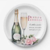 Perlen und Prosecco Blumenkohl Elegantes Brautpart Pappteller (Vorderseite)