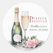 Perlen und Prosecco Blumenkohl Elegantes Brautpart Runder Aufkleber (Vorderseite)