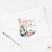 Perlen und Prosecco Blumenkohl Elegantes Brautpart Runder Aufkleber (Umschlag)