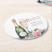 Perlen und Prosecco Blumenkohl Elegantes Brautpart Runder Pappuntersetzer (Angewinkelt)