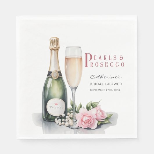 Perlen und Prosecco Blumenkohl Elegantes Brautpart Serviette (Vorderseite)