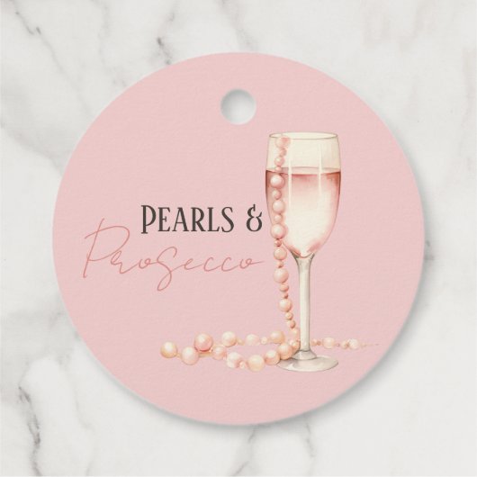 Perlen und Prosecco Blush Pink Brautparty Geschenk Geschenkanhänger (Rückseite)