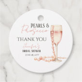 Perlen und Prosecco Blush Pink Brautparty Geschenk Geschenkanhänger (Vorderseite)
