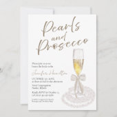 Perlen und Prosecco | Bow Watercolor-Brautparty Einladung (Vorderseite)