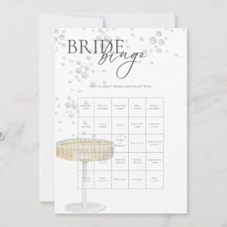 Perlen und Prosecco Braut-Bingo-Spiel Einladung