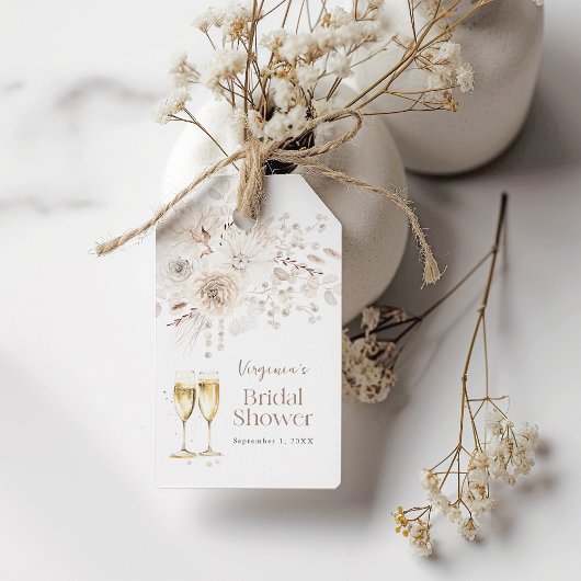 Perlen und Prosecco Braut- Geschenkanhänger