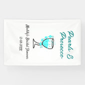 Perlen und Prosecco-Brautdusche blau schwarzer Nam Banner (Horizontal)