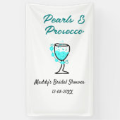 Perlen und Prosecco-Brautdusche blau schwarzer Nam Banner (Vertikal)