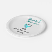 Perlen und Prosecco Brautdusche blau schwarzer Nam Pappteller (Schrägansicht)