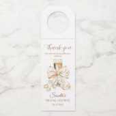 Perlen und Prosecco Brautdusche Danke Flaschenanhänger (Vorderseite)