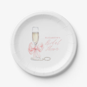 Perlen und Prosecco-Brautjunggesellinnenabschied Pappteller