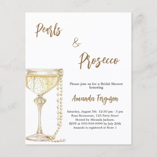 Perlen und Prosecco-Brautparty (Vorderseite)